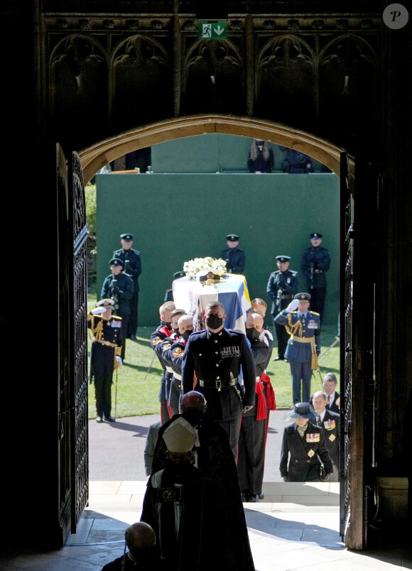 Funérailles du prince Philip, duc d'Edimbourg à la chapelle Saint-Georges du château de Windsor, Royaume Uni, le 17 février 2021.