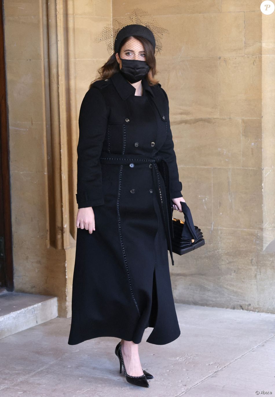 La princesse Eugenie d'York aux funérailles du prince Philip, duc d'Edimbourg à la chapelle Saint-Georges du château de Windsor, le 17 avril 2021.