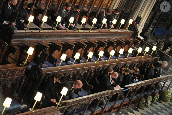 Funérailles du prince Philip, duc d'Edimbourg à la chapelle Saint-Georges du château de Windsor, Royaume Uni, le 17 avril 2021.