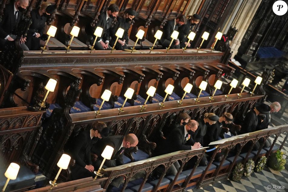 Funérailles du prince Philip, duc d'Edimbourg à la chapelle Saint-Georges du château de Windsor, Royaume Uni, le 17 avril 2021.