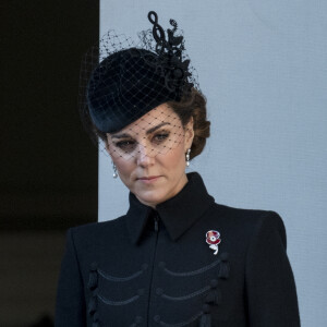 Catherine (Kate) Middleton, duchesse de Cambridge (avec son chapeau Philip Treacy) - La famille royale d'Angleterre lors du National Service of Remembrance à Londres le 10 novembre 2019.