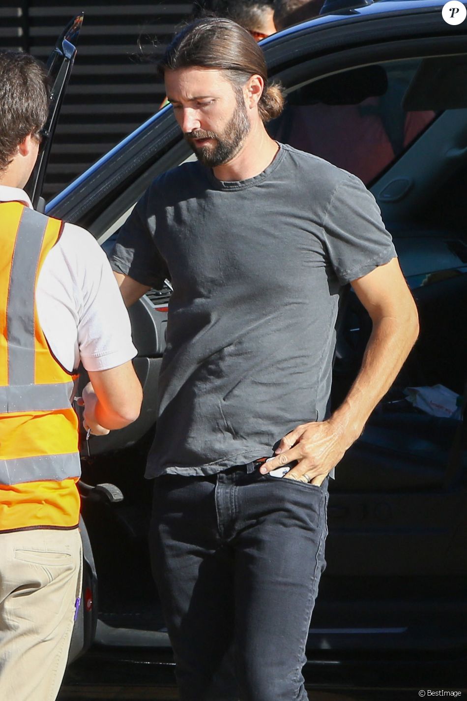 Brandon Jenner est allé déjeuner avec sa femme Leah et sa fille Eva au restaurant Nobu à Malibu, le 23 mai 2017.