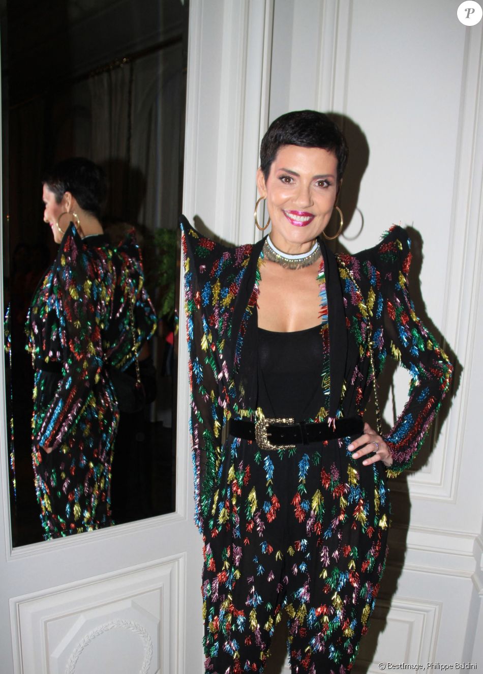 Cristina Cordula (ensemble Jean-Paul Gaultier) lors du cocktail à l'occasion du "Rallye Le Vendôme 80" au profit de l'Institut du Cerveau et de la Moelle épinière à l'Hôtel Ritz à Paris, France, le 7 juin 2019. © Philippe Baldini/Bestimage