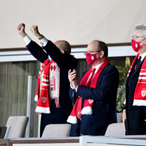 Le prince Albert II de Monaco a assisté à la rencontre de football opposant Monaco à Lyon au Stade Louis II de Monaco, le 2 mai 2021. Monaco s'est incliné par 2 buts à 3. © Bruno Bebert / Bestimage