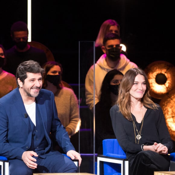 Exclusif - Michèle Bernier, Patrick Fiori, Carla Bruni Sarkozy - Enregistrement de l'émission "La Boîte à Secrets 8", présentée par F.Bollaert et qui sera diffusée le 7 mai sur France 3. Le 19 janvier 2021 © Tiziano Da Silva / Bestimage 