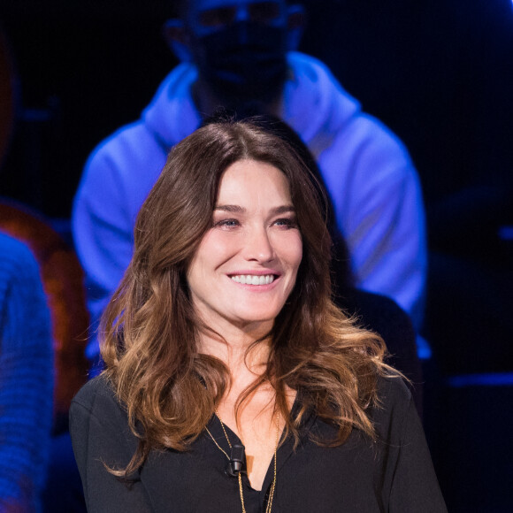 Exclusif - Carla Bruni Sarkozy - Enregistrement de l'émission "La Boîte à Secrets 8", présentée par F.Bollaert et qui sera diffusée le 7 mai sur France 3. Le 19 janvier 2021 © Tiziano Da Silva / Bestimage 