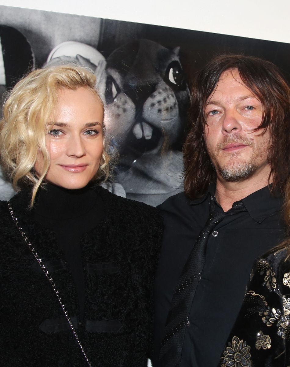 Diane Kruger, Norman Reedus lors du vernissage de l'exposition photo 'The sun's coming up ...like a big bald head' avec Diane Kruger à la Galerie Hors Champs à Paris. © Denis Guignebourg/Bestimage
