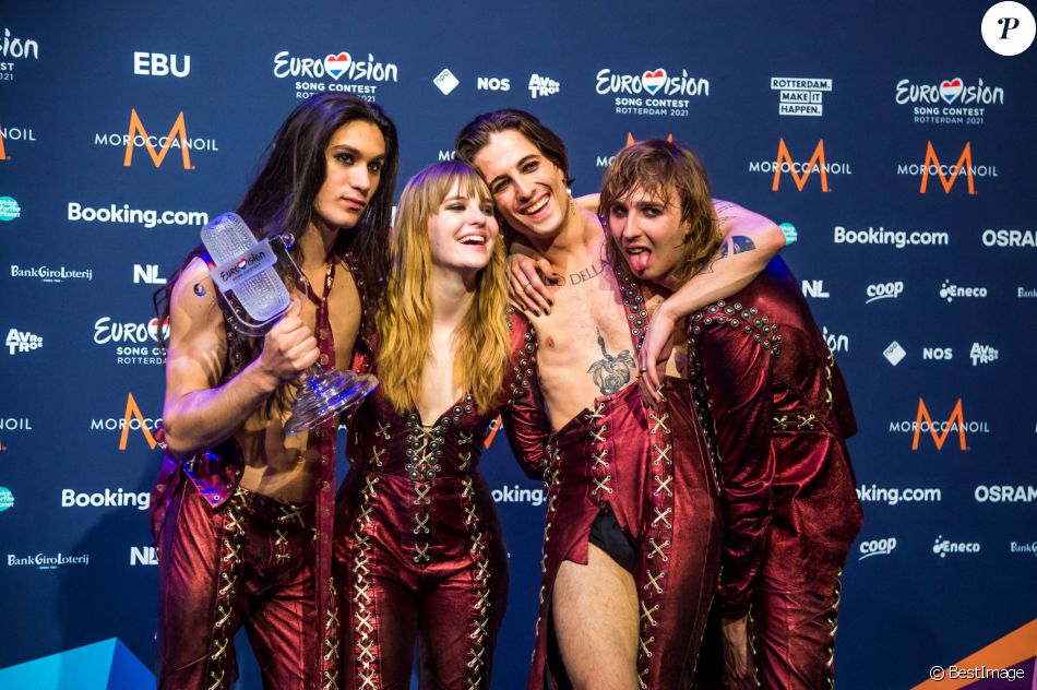L'Italie remporte le concours musical Eurovision 2021 grâce à la performance du groupe Måneskin. Rotterdam. Le 22 mai 2021.