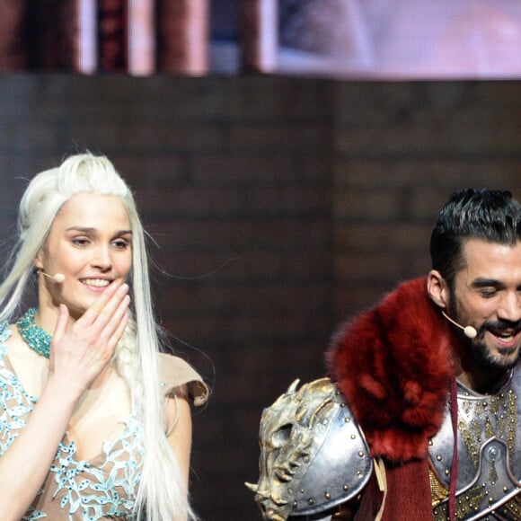 Charlie Boisseau, Camille Lou, Florent Mothe et Zaho lors de la dernière représentation parisienne de "La légende du roi Arthur" au Palais des Congrès à Paris, le 16 janvier 2016, avant une tournée dans toute la France courant 2016. © Veeren/Bestimage