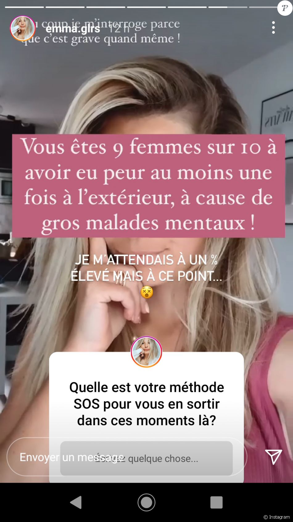 Emma de "Mariés au premier regard" suivie par un homme lors d'une séance de sport, elle raconte en story Instagram le 27 mai 2021