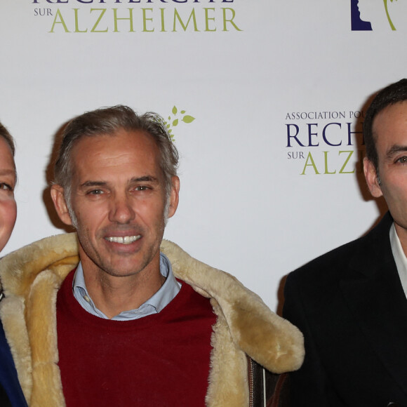 Paul Belmondo, sa femme Luana et Anthony Delon - 12e Gala de l'Association pour la Recherche sur Alzheimer à la salle Pleyel. Paris, le 30 janvier 2017. © Cyril Moreau/Bestimage