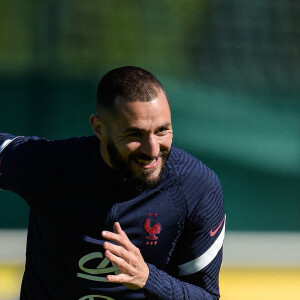 Karim Benzema à l'entrainement avec l'équipe de France au centre National du Football de Clairefontaine-en-Yvelines, France, le 28 mai 2021. © Federico Pestellini/Panoramic/Bestimage