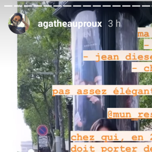 Agathe Auproux recalée d'un restaurant, elle raconte en story Instagram, le 3 juin 2021