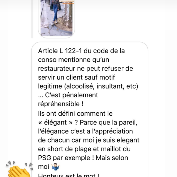 Agathe Auproux recalée d'un restaurant, elle raconte en story Instagram, le 3 juin 2021