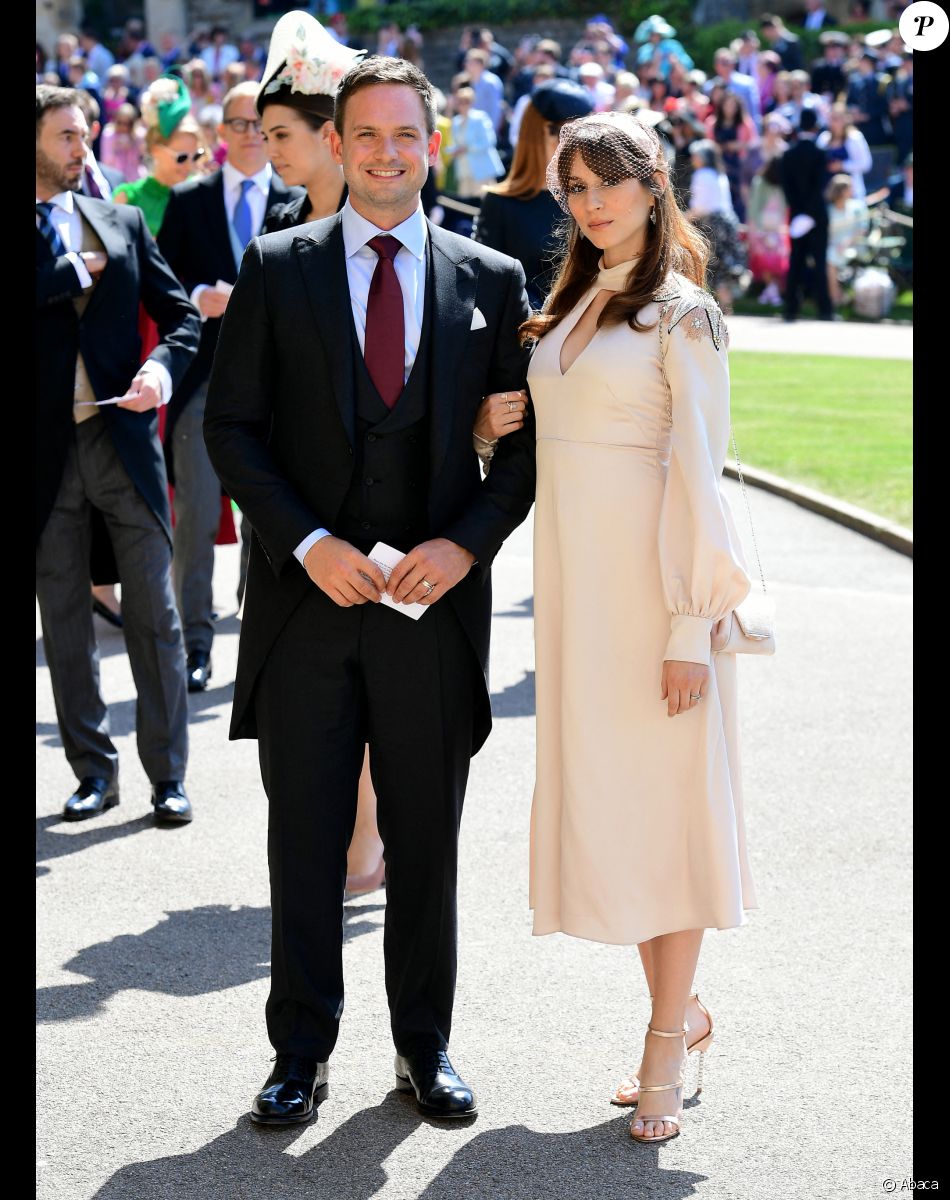 Patrick J. Adams et Troian Bellisario lors du mariage de Meghan Markle et du prince Harry au Château de Windsor. Le 19 mai 2018.