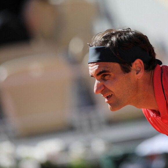 Roger Federer lors des internationaux de tennis de Roland Garros à Paris le 31 mai 2021. Roger Federer a battu Denis Istomin © Dominique Jacovides / Bestimage 