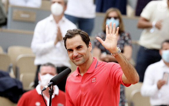 Roger Federer, vainqueur du 2ème tour, lors du tournoi de tennis de Roland Garros à Paris. Le 3 juin 2021 © Dominique Jacovides / Bestimage 
