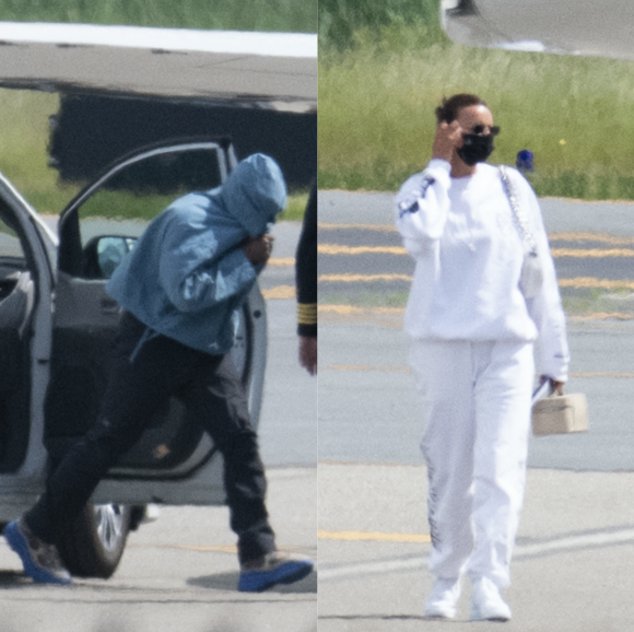 Kanye West et Irina Shayk ont été surpris à l'aéroport de Teterborough, dans le New Jersey, où ils ont atterrit en provenance du sud de la France.