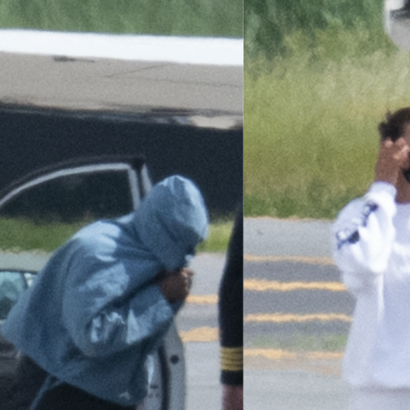 Kanye West et Irina Shayk ont été surpris à l'aéroport de Teterborough, dans le New Jersey, où ils ont atterrit en provenance du sud de la France.