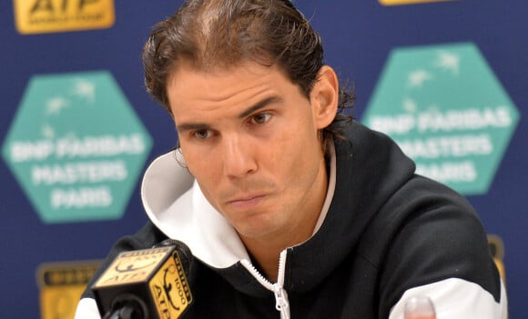 Rafael Nadal en conférence de presse à l'Accor Hôtels Arena à Paris