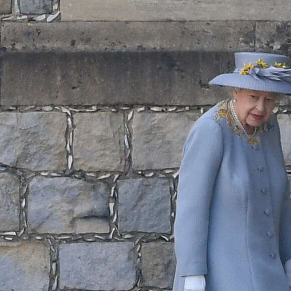 La reine Elizabeth II assiste à la parade Trooping The Colour, célébrant son 95e anniversaire, au Château de Windsor. Le 12 juin 2021.