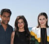 Lyes Salem, Kamir Aïnouz et Amira Casar en photocall sur la plage pendant le 35ème festival du film de Cabourg, le 12 juin 2021. © Coadic Guirec/Bestimage