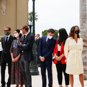 La princesse Stéphanie de Monaco, Andrea et sa femme Tatiana Casiraghi, Pierre Casiraghi, Louis et sa femme Marie Ducruet, Pauline Ducruet, Camille Gottlieb et Gareth Wittstock - Le mardi 2 juin 2020 à Monaco. © Claudia Albuquerque / Bestimage