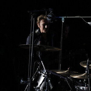 Exclusif - David Hallyday et Johnny Hallyday lors du "Born Rocker Tour", le 15 juin 2013 à Bercy