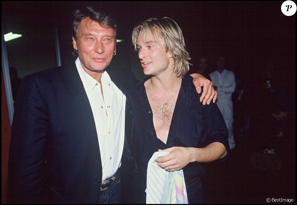 Archives - David Hallyday en tournée en 1991 ici avec son père Johnny