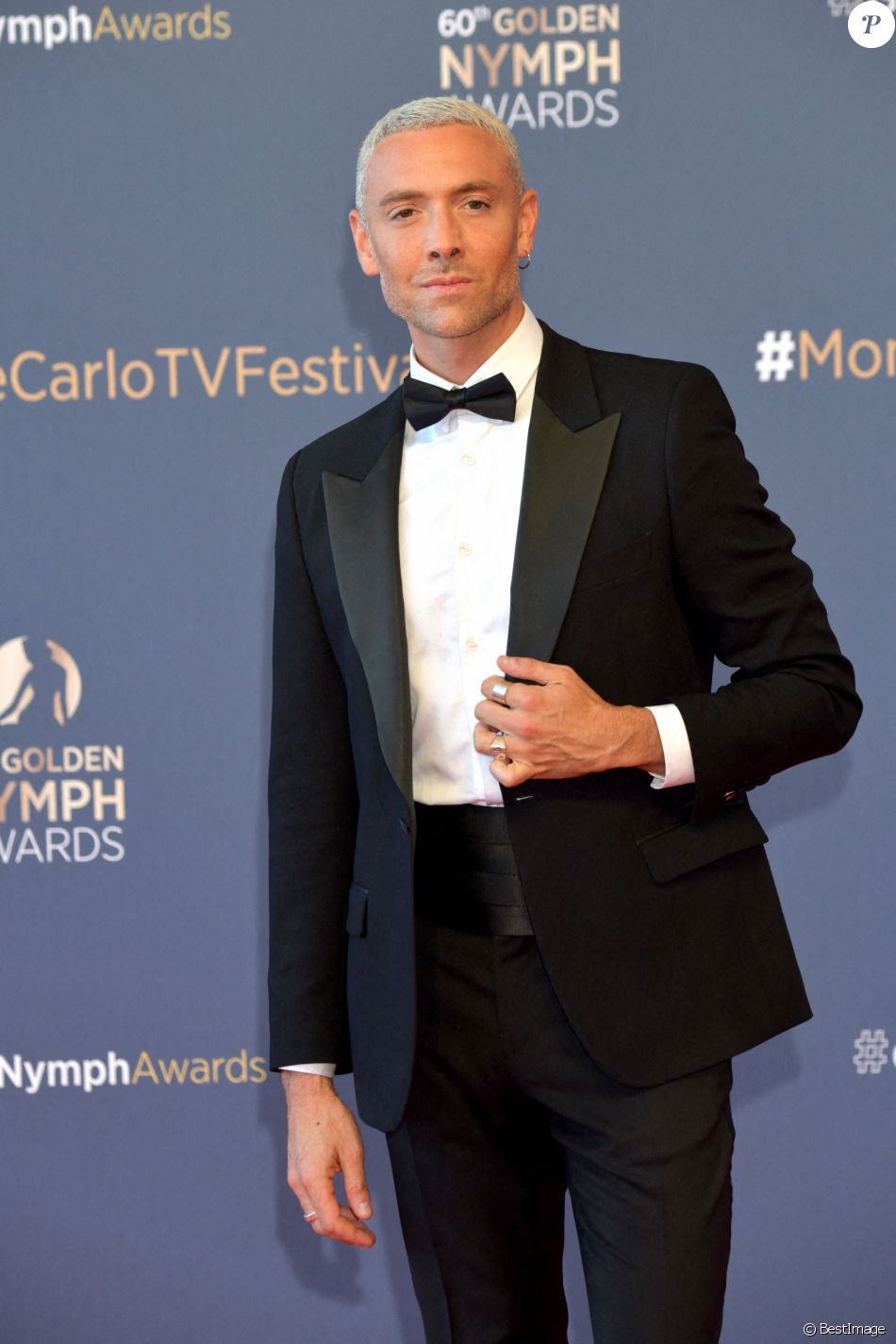 Maxime Dereymez lors du photocall de la cérémonie des Nymphes d'Or du 60ème festival de télévision de Monte Carlo au Grimaldi Forum à Monaco le 22 juin 2021. © Bruno Bebert / Bestimage