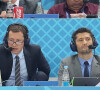 Les commentateurs Bixente Lizarazu et Grégoire Margotton lors de la 8ème de finale du match de coupe du monde opposant l'Angleterre à la Colombie au stade Spartak à Moscow, Russie, le 3 juillet 2018. © Cyril Moreau/Bestimage