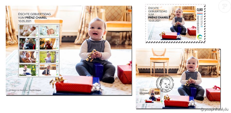 Le prince Charles de Luxembourg a droit à des timbres à son effigie pour son premier anniversaire, le 10 mai 2021.