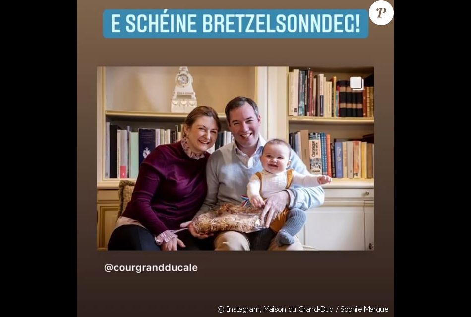 Le prince Guillaume de Luxembourg avec son épouse Stéphanie et leur fils, le prince Charles, le 14 mars 2021 sur Instagram.