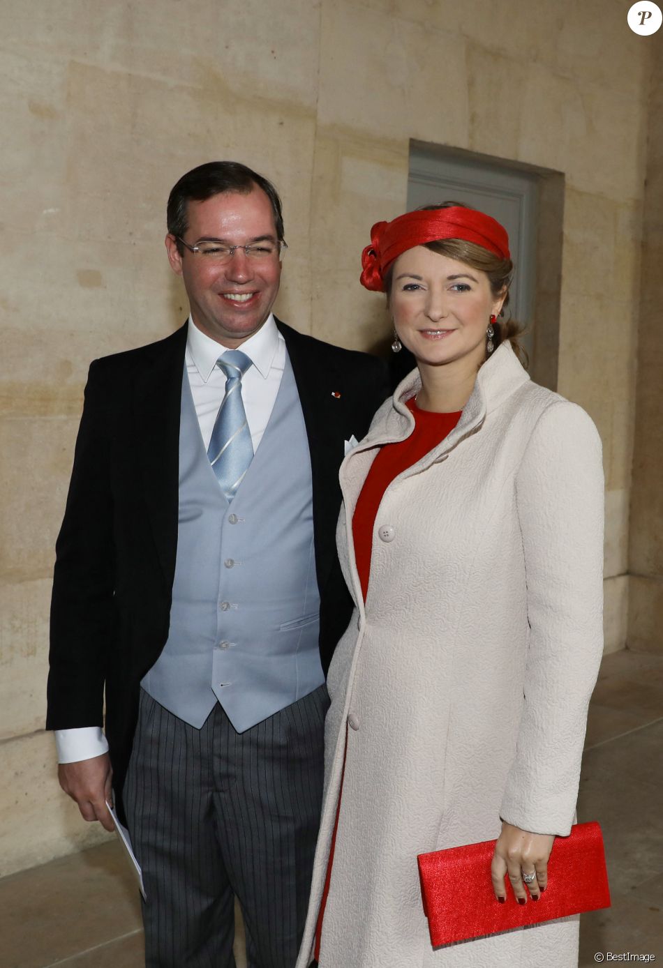 Guillaume et Stéphanie de Luxembourg - Mariage du prince Jean-Christophe Napoléon et de la comtesse Olympia d'Arco-Zinneberg à la cathédrale Saint-Louis des Invalides à Paris le 19 octobre 2019. © Dominique Jacovides / Bestimage