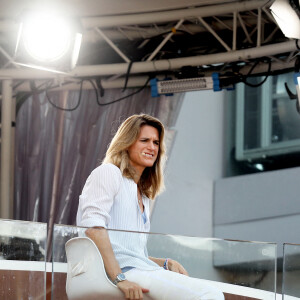 Amélie Mauresmo dans les tribunes des Internationaux de France de Tennis de Roland Garros à Paris. Le 10 juin 2021 © Dominique Jacovides / Bestimage 