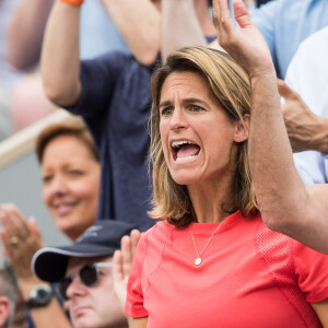 Amélie Mauresmo dans les tribunes lors des internationaux de tennis de Roland Garros à Paris, France, le 31 mai 2019. © Jacovides-Moreau/Bestimage 