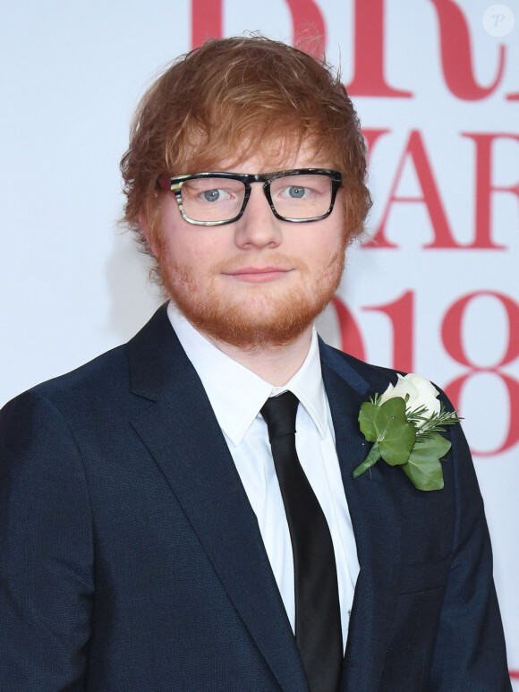 Ed Sheeran lors de la soirée des 38ème Brit Awards à l'O2 Arena à Londres le 21 février 2018. 