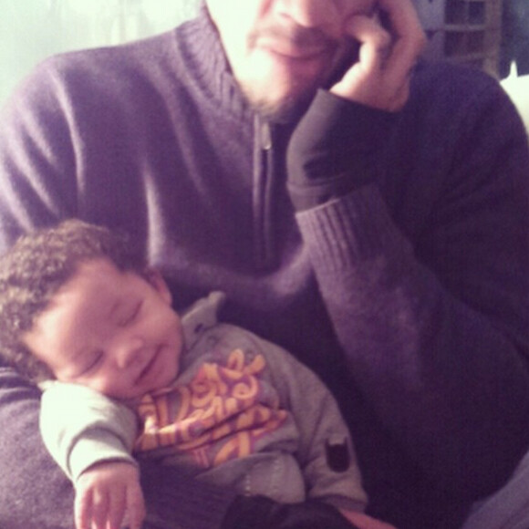 JoeyStarr et son troisième fils, Marcello. Février 2015.