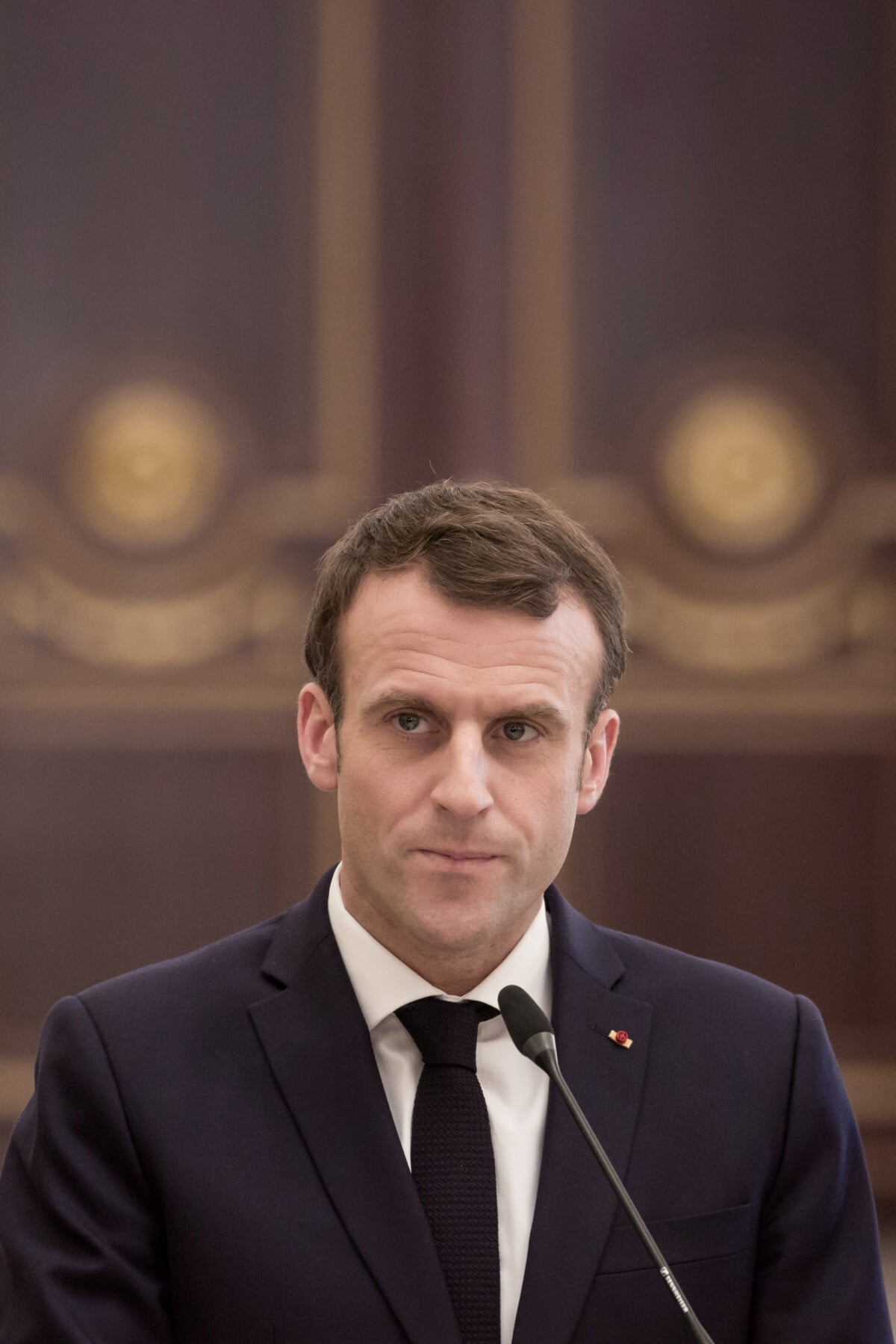 Photo : Le président de la République Emmanuel Macron est reçu par le ...