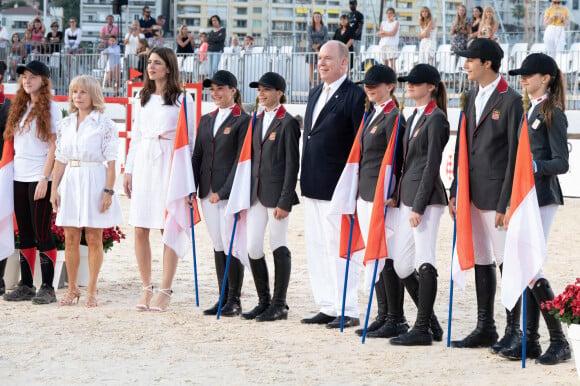 Le prince Albert et sa nièce Charlotte Casiraghi au 15e Jumping International de Monte-Carlo, à Monaco, le 2 juillet 2021.