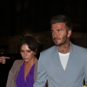 David Beckham et Victoria Beckham assistent au dîner Beckham organisé au "Harry's Bar" lors de la Fashion week à Londres, le 15 septembre 2019.