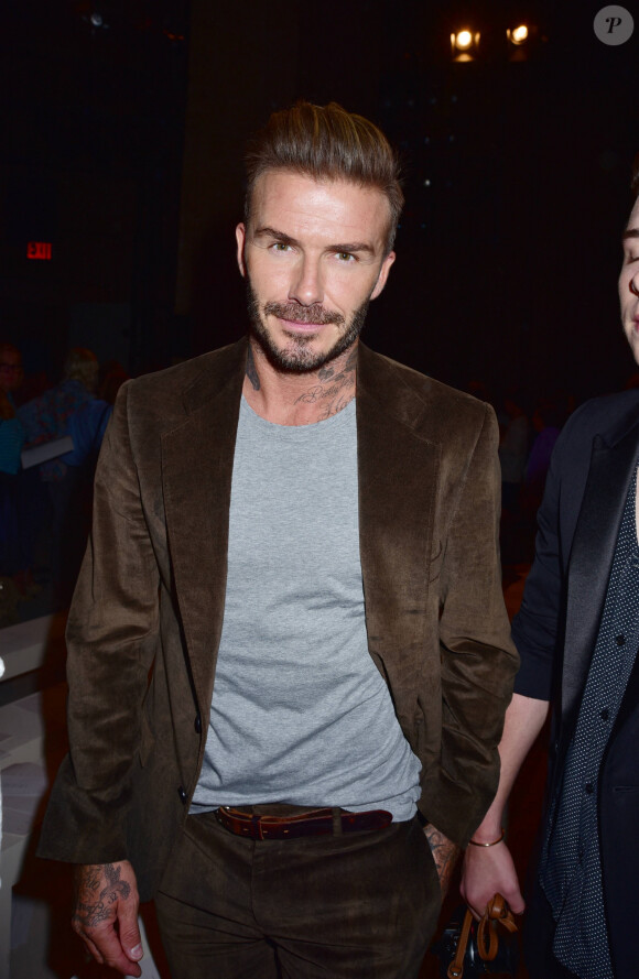 David Beckham lors du défilé de Victoria Beckham à l'occasion de la fashion week de New York le 11 septembre 2016. 