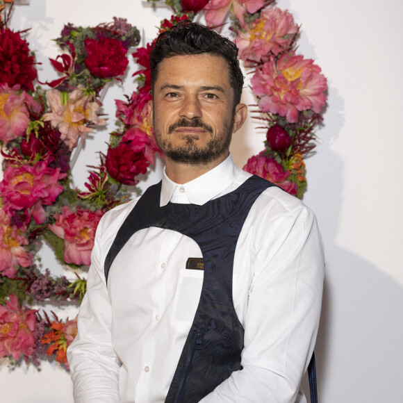 Orlando Bloom assiste au dîner de lancement des Parfums Louis Vuitton ("Stellar Times", "Cosmetic Cloud", "Dancing Blossom", "Rhapsody" et "Symphony") à la Fondation Louis Vuitton. Paris, le 5 juillet 2021. © Olivier Borde/Bestimage