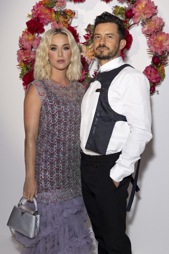 Katy Perry et Orlando Bloom assistent au dîner de lancement des Parfums Louis Vuitton ("Stellar Times", "Cosmetic Cloud", "Dancing Blossom", "Rhapsody" et "Symphony") à la Fondation Louis Vuitton. Paris, le 5 juillet 2021. © Olivier Borde/Bestimage