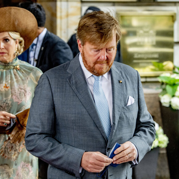 Le roi Willem-Alexander et la reine Maxima des Pays-Bas font une déclaration suite à la blessure par balles du journaliste néerlandais Peter R. de Vries lors de leur visite d'Etat de trois jours en Allemagne, le 7 juillet 2021.