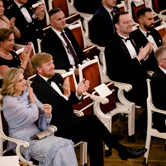 Le roi Willem-Alexander et la reine Maxima des Pays-Bas assistent au concert de l'Orchestre royal du Concertgebouw puis arrivent à la réception au Konzerthaus Berlin, dans le cadre de leur visite d'État en Allemagne. Berlin, le 6 juillet 2021.