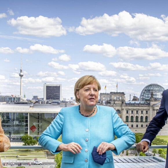 La Chancelière allemande Angela Merkel reçoit Le roi Willem-Alexander et la reine Maxima des Pays-Bas à Berlin dans le cadre de leur visite d'Etat de trois jours en Allemagne, le 6 juillet 2021.