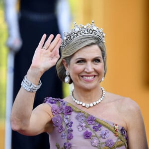 La reine Maxima des Pays-Bas lors du dîner d'Etat organisé en son honneur au Château de Bellevue, dans le cadre de sa visite officielle de 3 jours en Allemagne. Berlin, le 5 juillet 2021.