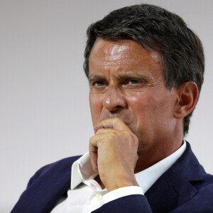 Manuel Valls, ancien premier ministre lors de la REF annuelle (Rencontre des Entrepreneurs de France), à l'Hippodrome de Longchamps, le 27 août 2020. Paris. © Stéphane Lemouton / Bestimage