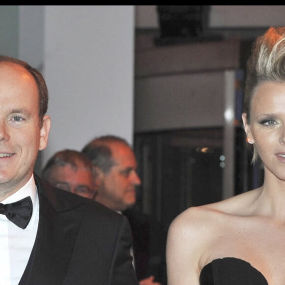 S.A.R. la Princesse Caroline de Hanovre, S.A.S. le Prince Albert II de Monaco and Charlene Wittstock arriving at the Bal de la Rose, Rock'N Rose, in Monaco, March 28, 2009. The Bal de la Rose is a traditional annual charity event in Monaco Principality.  BAL DE LA ROSE "ROCK'N ROSE" 2009 A MONACO 